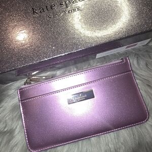 New in box Kate spade metallic cardholder wallet quartz pink